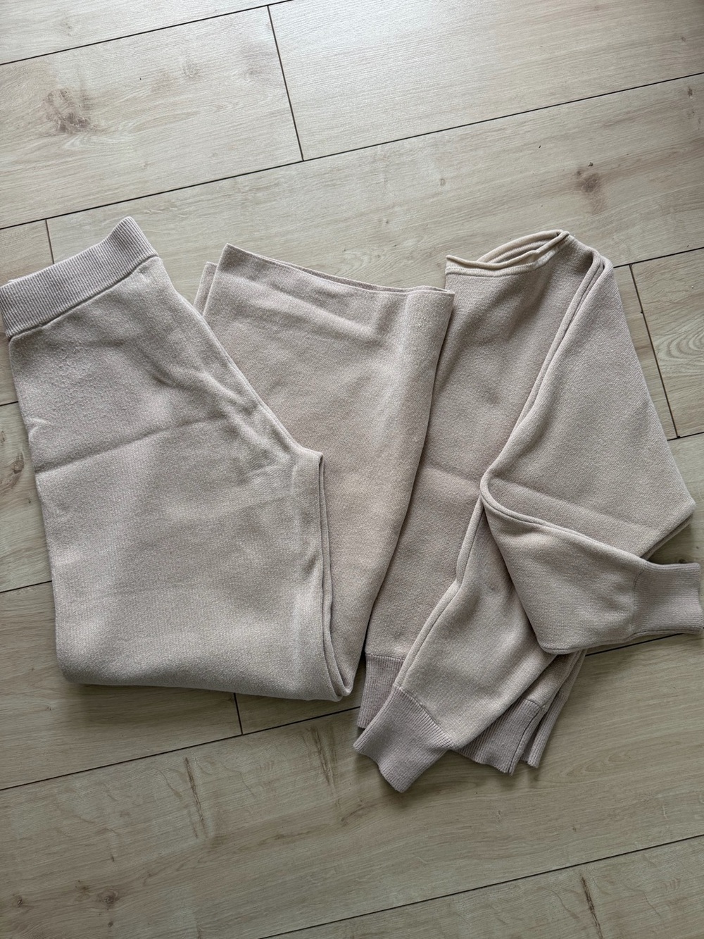 Rachel Zoe Beige Wide-Leg Knit Pants Set